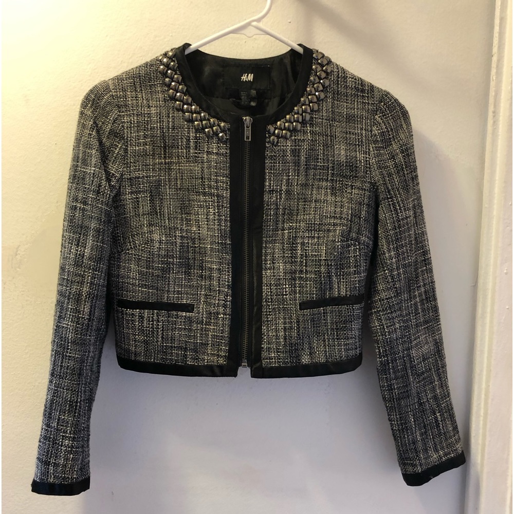 H&M cropped long sleeve jacket, size 2